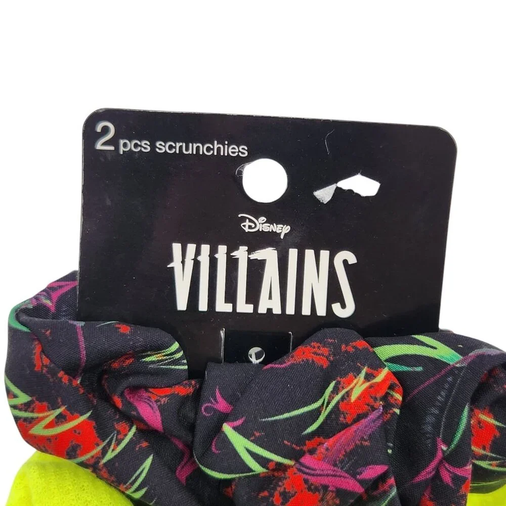 Scunci Disney Villains Inspired Hair Tie Scrunchies 2 pk with 2 Hairbands Bundle